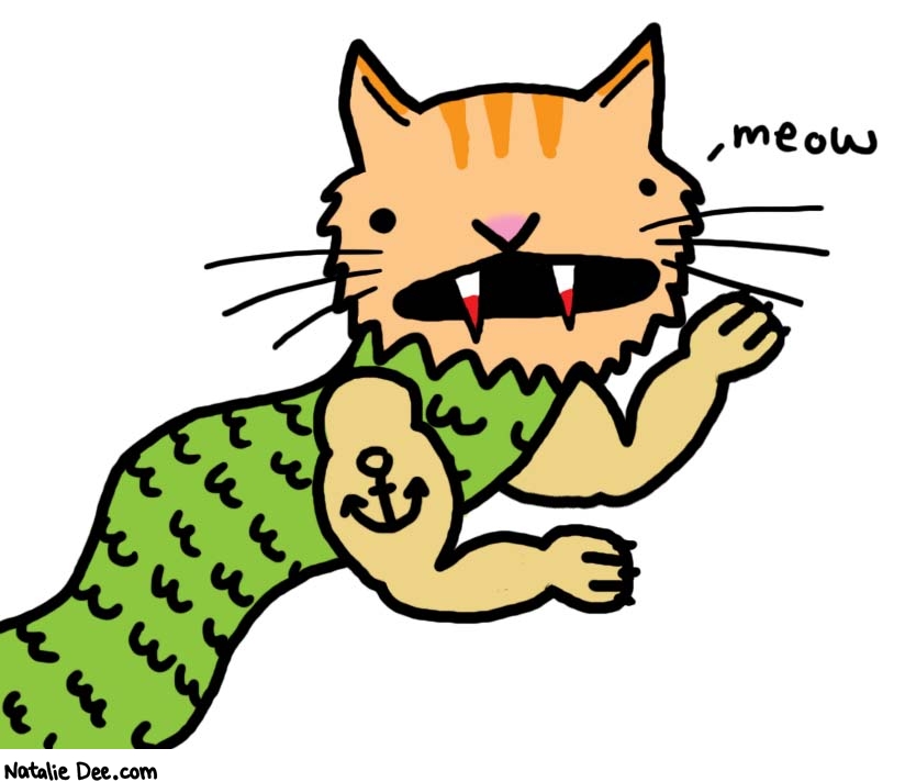 Natalie Dee comic: cat attaque * Text: 
meow



