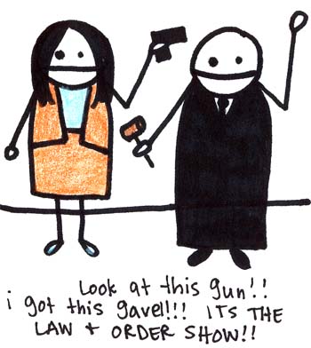 Natalie Dee comic: lawandorder * Text: 

Look at this gun!! i got this gavel!!! ITS THE LAW & ORDER SHOW!!



