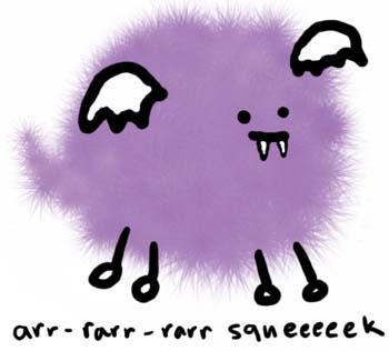 Natalie Dee comic: monster * Text: 

arr-rarr-rarr squeeeeek



