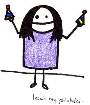 Natalie Dee comic: partyhats * Text: 

lookit my partyhats.



