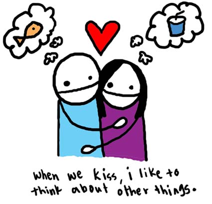 Natalie Dee comic: otherthings * Text: 

when we kiss, i like to think about other things.




