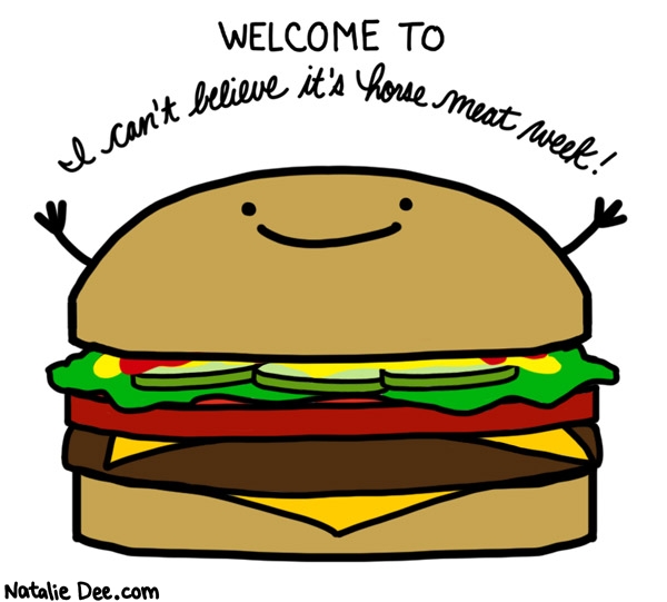 Natalie Dee comic: HMW welcome to horse meat week * Text: 