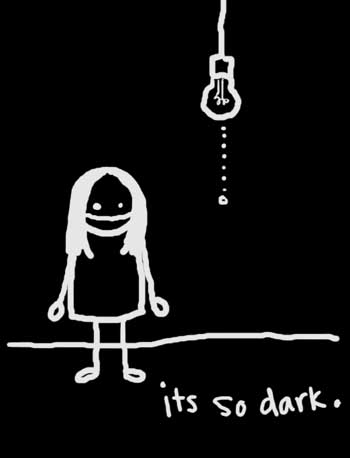 Natalie Dee comic: dark * Text: 

its so dark.



