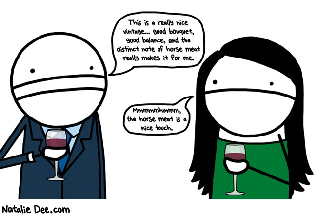 Natalie Dee comic: HMW tastes like old grapes and horse * Text: 