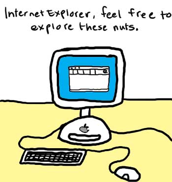 Natalie Dee comic: thesenuts * Text: 

Internet Explorer, feel free to explore these nuts.



