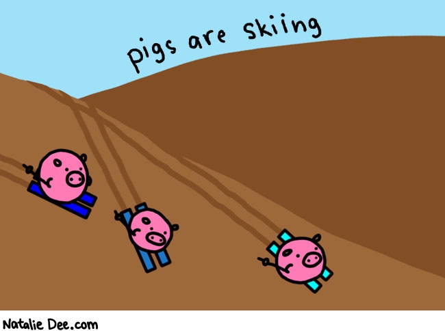 Natalie Dee comic: they really are * Text: 

pigs are skiing



