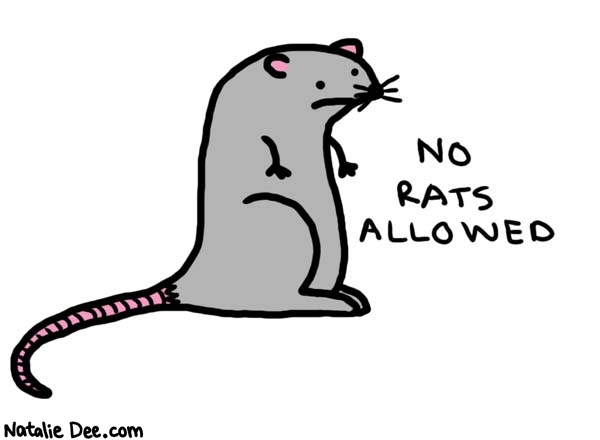 Natalie Dee comic: in my car * Text: 

NO RATS ALLOWED




