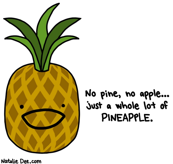 Natalie Dee comic: that sure is a lot of pineapple * Text: no pine no apple just a whole lot of pineapple