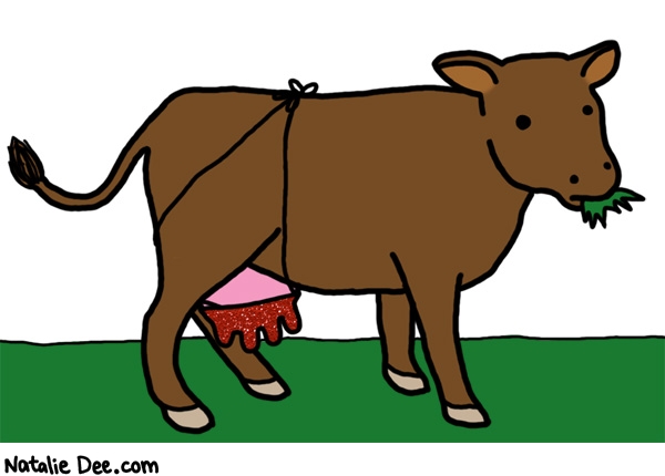 Natalie Dee comic: cow bra * Text: cow bra