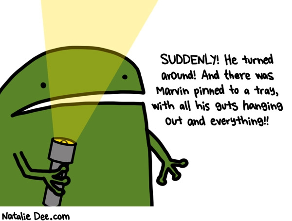 Natalie Dee comic: frog horror * Text: 