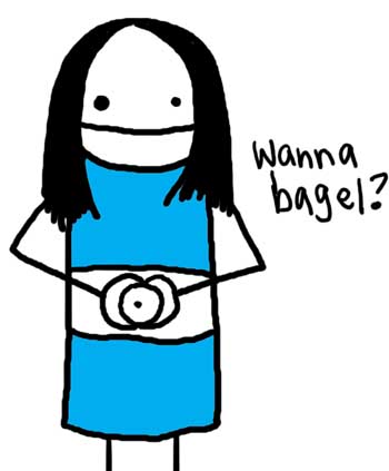 Natalie Dee comic: wannabagel * Text: 

Wanna bagel?



