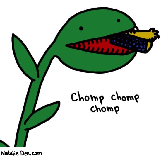 Natalie Dee comic: venus pie trap * Text: 

Chomp chomp chomp



