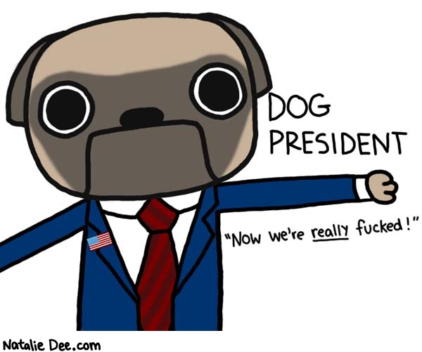Natalie Dee comic: hes gonna suck so bad you miss ol george * Text: 

DOG PRESIDENT


