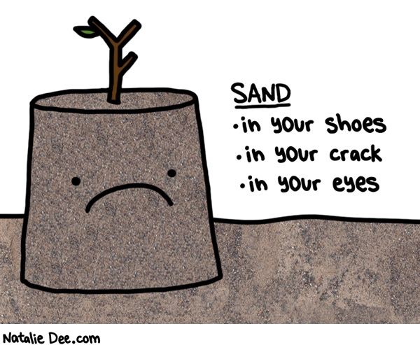 Natalie Dee comic: SW that is one shitty sandcastle * Text: sand in your shoes in your crack in your eyes