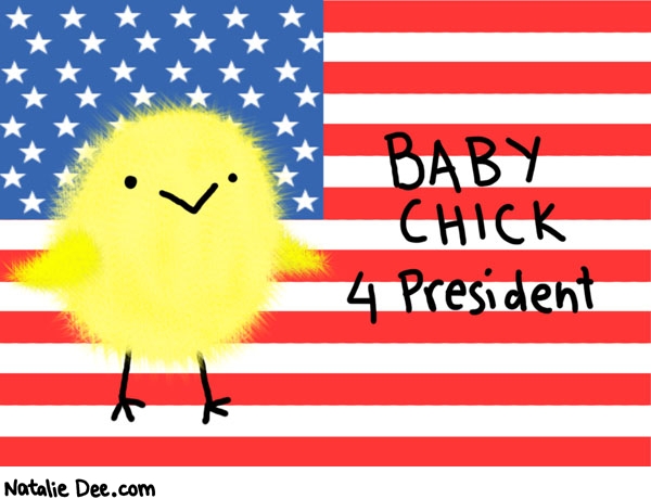 Natalie Dee comic: god bless usa okay * Text: 

BABY CHICK 4 President



