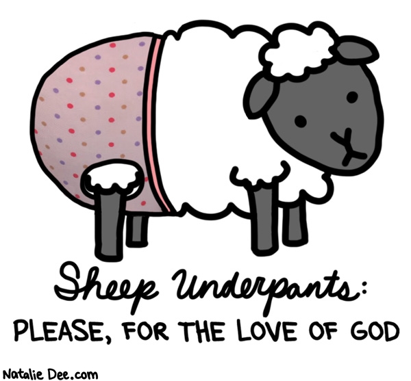 Natalie Dee comic: if you dont know why sheep need underwear you need to ask somebody * Text: sheep underpants please for the love of god