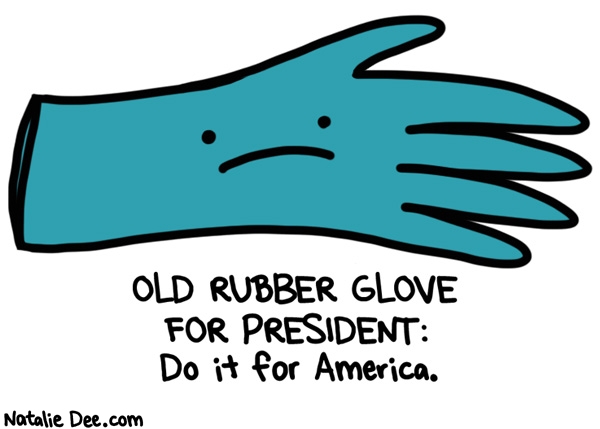 Natalie Dee comic: the future is old rubber glove * Text: 