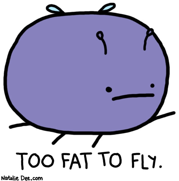Natalie Dee comic: rub it in why dont you * Text: too fat to fly