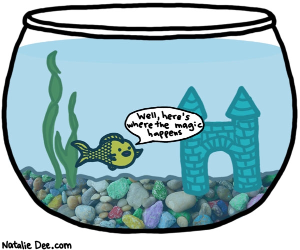 Natalie Dee comic: underwater cribs * Text: well heres where the magic happens