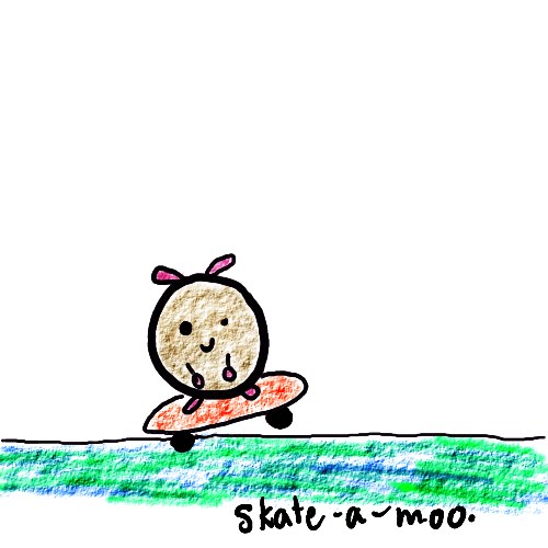 Natalie Dee comic: skate * Text: 

skate-a-moo.



