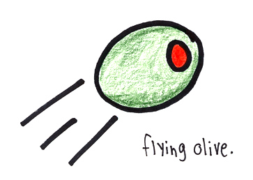 Natalie Dee comic: olive * Text: 

flying olive.



