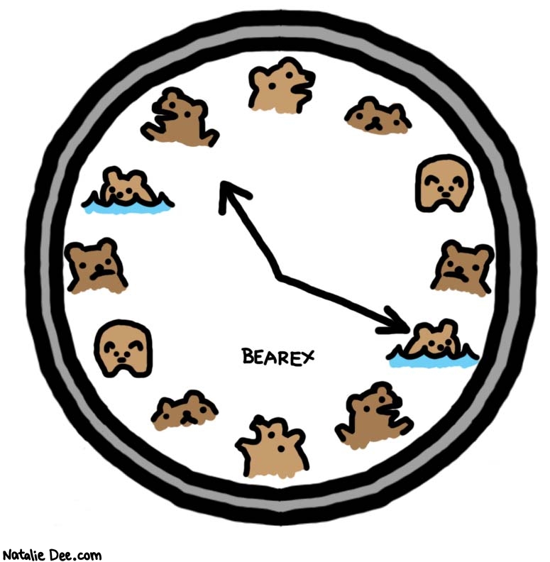 Natalie Dee comic: bearlight savings time * Text: 

BEAREX




