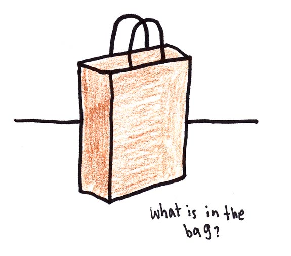 Natalie Dee comic: huhbag * Text: 

what is in the bag?




