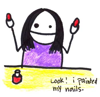 Natalie Dee comic: manicure * Text: 

Look! i painted my nails.



