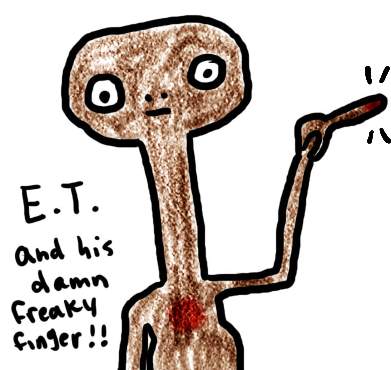Natalie Dee comic: ET * Text: 

E.E. and his damn freaky finger!!



