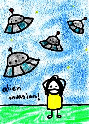 Natalie Dee comic: alieninvasion * Text: 

alien invasion!



