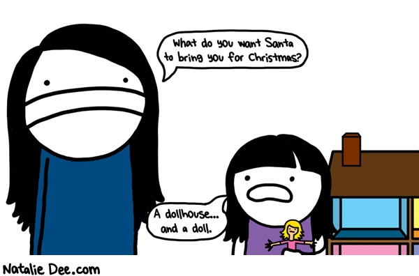 Natalie Dee comic: last year she asked for a peanutbutter sandwich * Text: 
