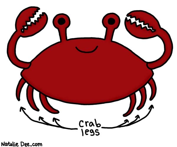 Natalie Dee comic: crab legs * Text: crab legs
