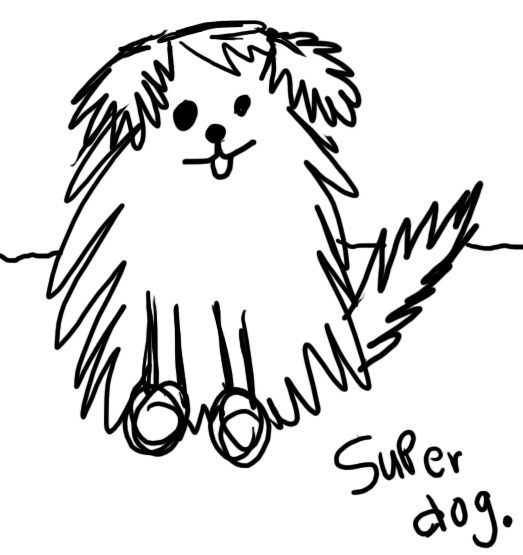 Natalie Dee comic: superdog * Text: 

super dog.



