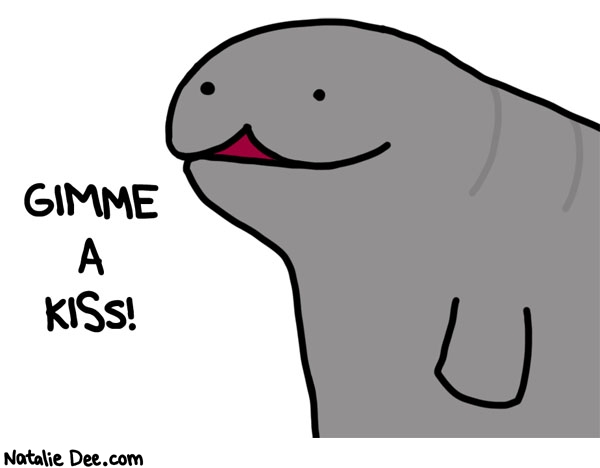 Natalie Dee comic: i dunno i think its a manatee or something * Text: 