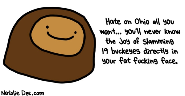 Natalie Dee comic: you prob didnt know buckeyes are the best junkfood * Text: 