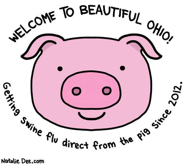 Natalie Dee comic: the best place to get your swine flu really * Text: 