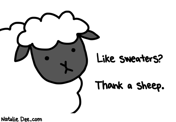 Natalie Dee comic: thanks sheep * Text: 